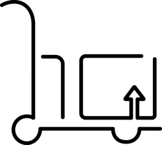 Logistics Platform Cart With Baggage Ultrathin Outline Svg Line Art, Free Vectors File